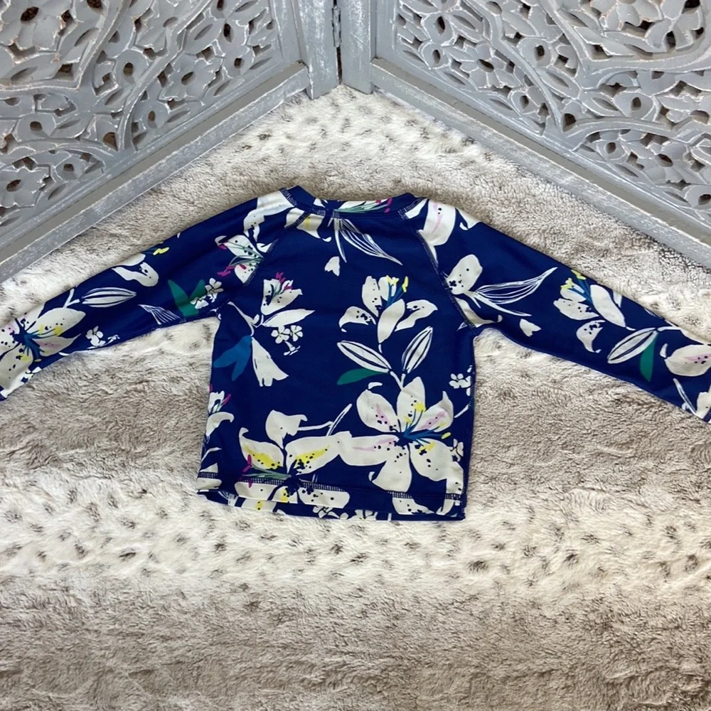Tea Collection blue swim rashguard girls size 2T tropical beach summer vacation